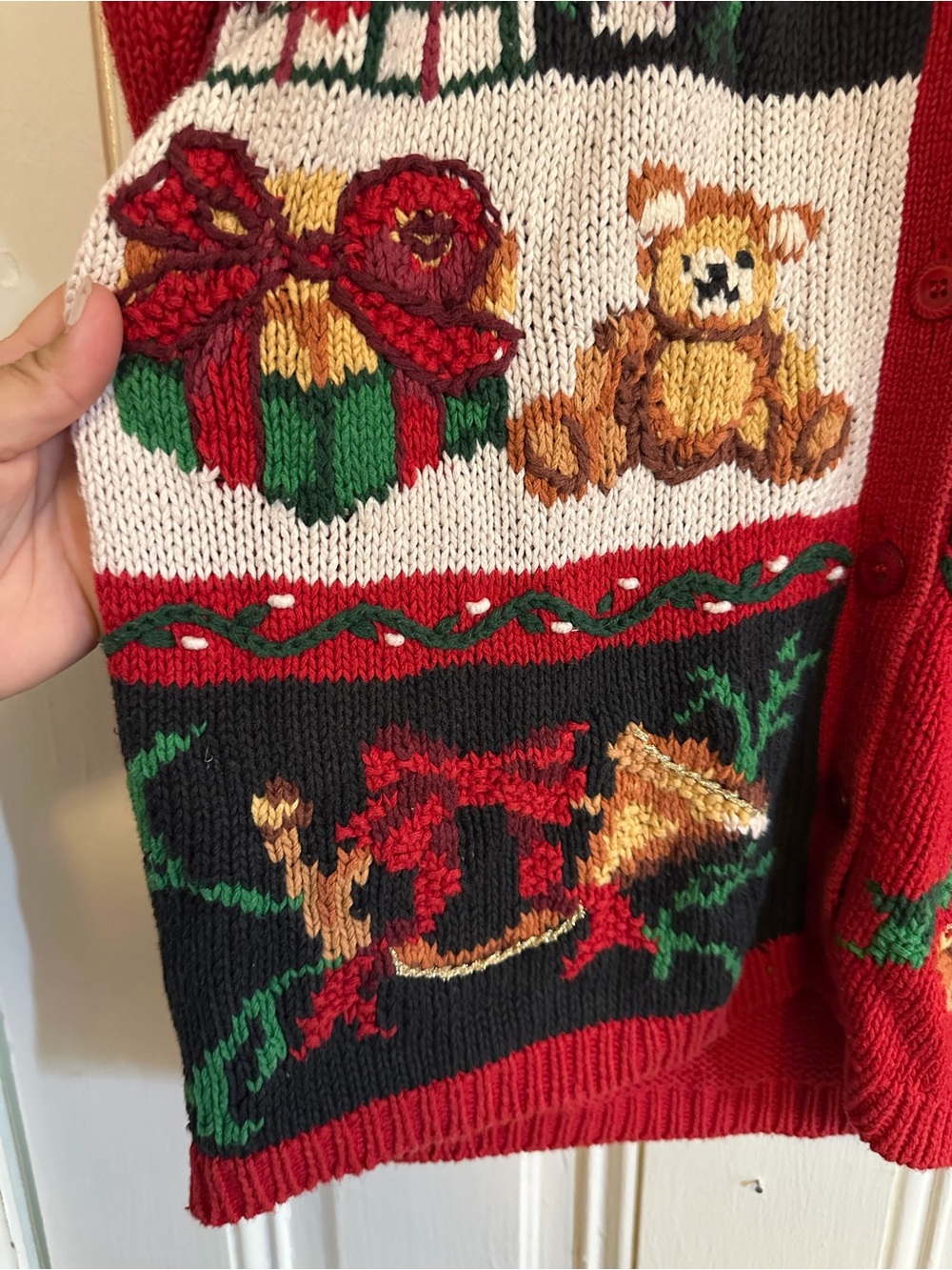 Asics Red Multi Holiday Cardigan Sweater - Picture 3 of 8